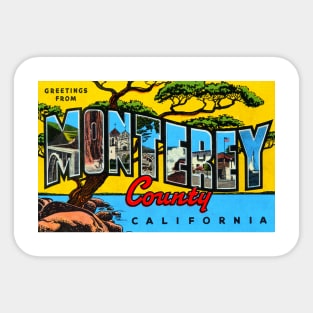 Greetings from Monterey County, California - Vintage Large Letter Postcard Sticker